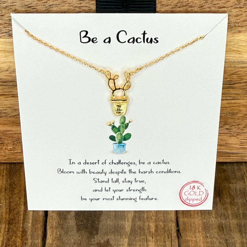 Be A Cactus Gold Fashion Necklace - Country Lace Boutique