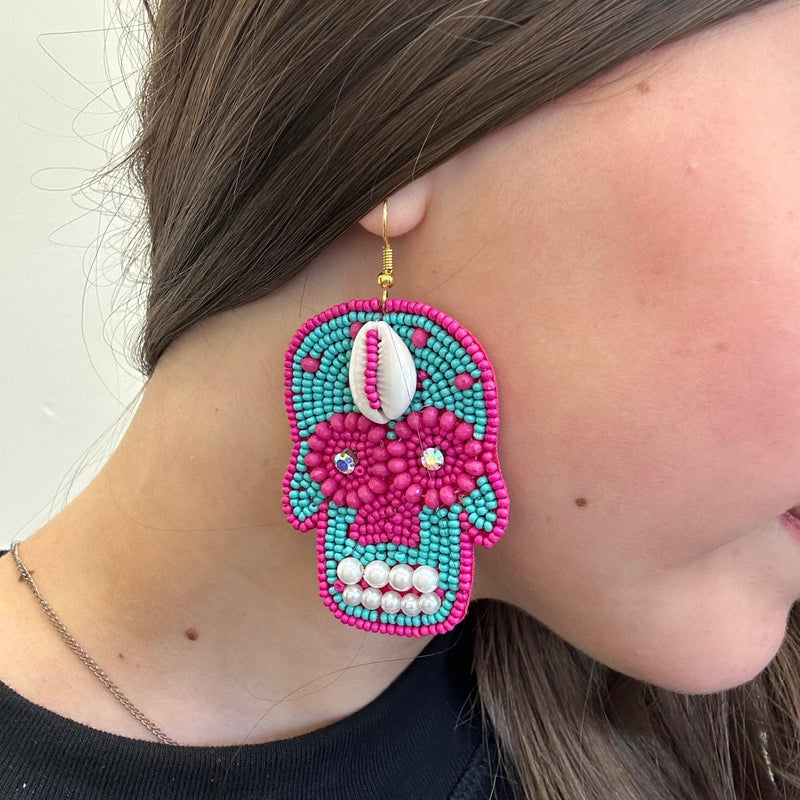 Beaded Skull French Hook Fashion Earrings - Country Lace Boutique