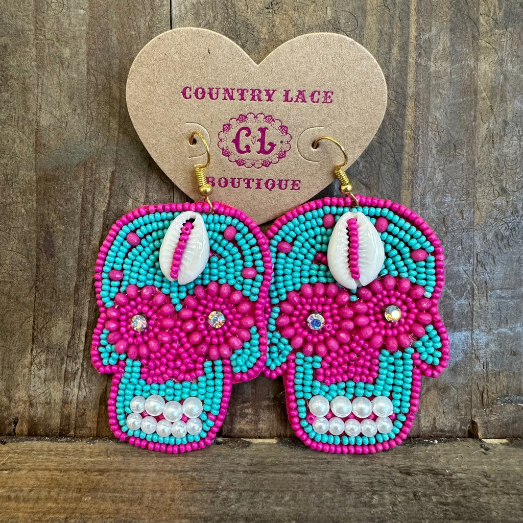 Beaded Skull French Hook Fashion Earrings - Country Lace Boutique