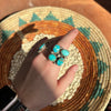 Beautiful 4 Stone Turquoise Adjustable Sterling Silver Ring - Country Lace Boutique