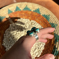 Beautiful 4 Stone Turquoise Adjustable Sterling Silver Ring - Country Lace Boutique