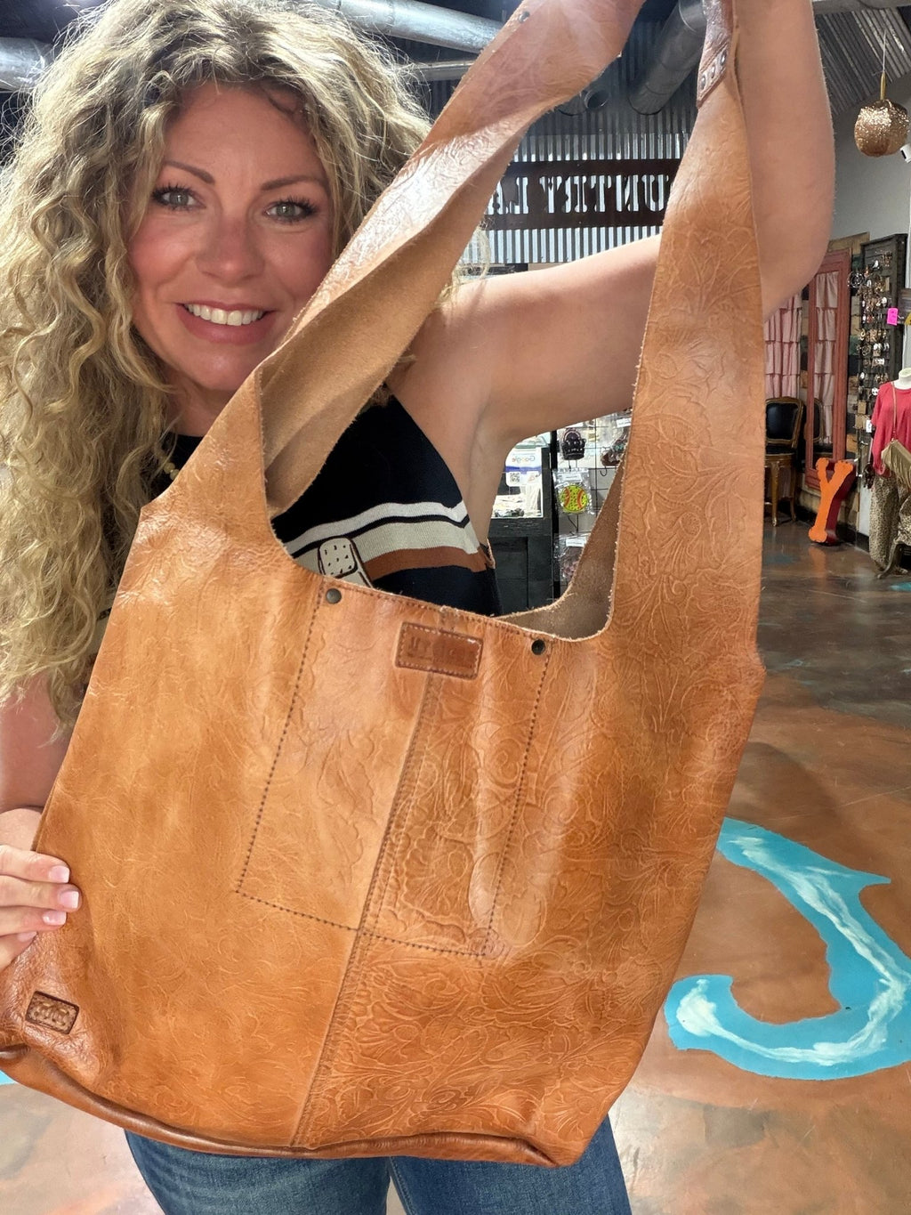 Bedstu Tan Embossed ARIEL EM Purse - Country Lace Boutique