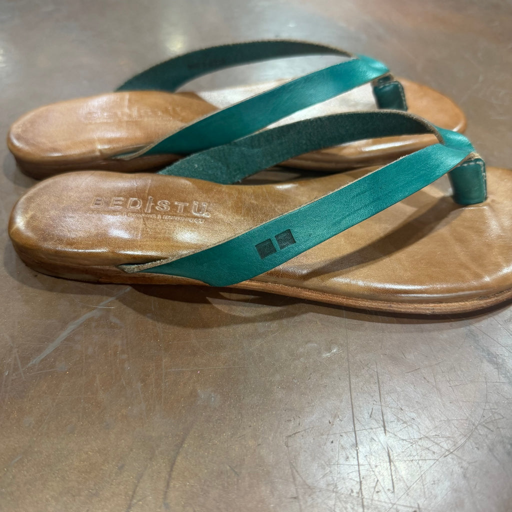 Bedstu Turquoise Calma Leather Flip Flop Sandal - Country Lace Boutique