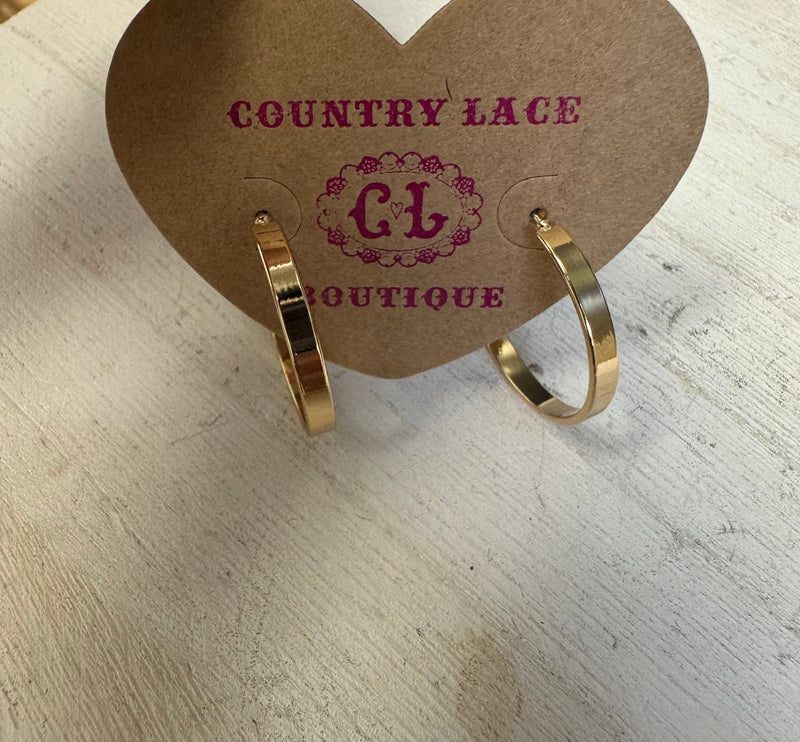 Big Basic Gold Hoop Post Fashion Earrings - Country Lace Boutique