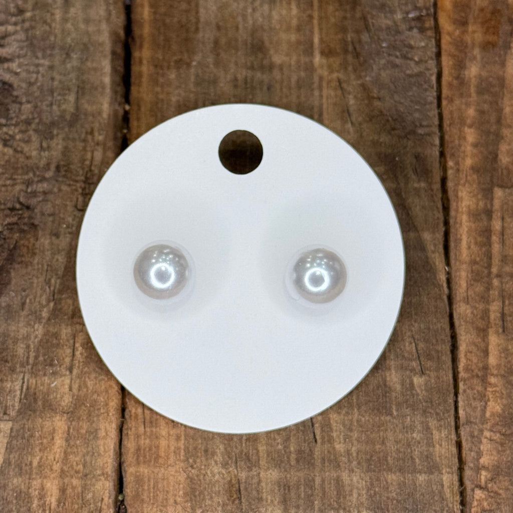 Big Big White Pearl Post Stud Fashion Earrings - Country Lace Boutique