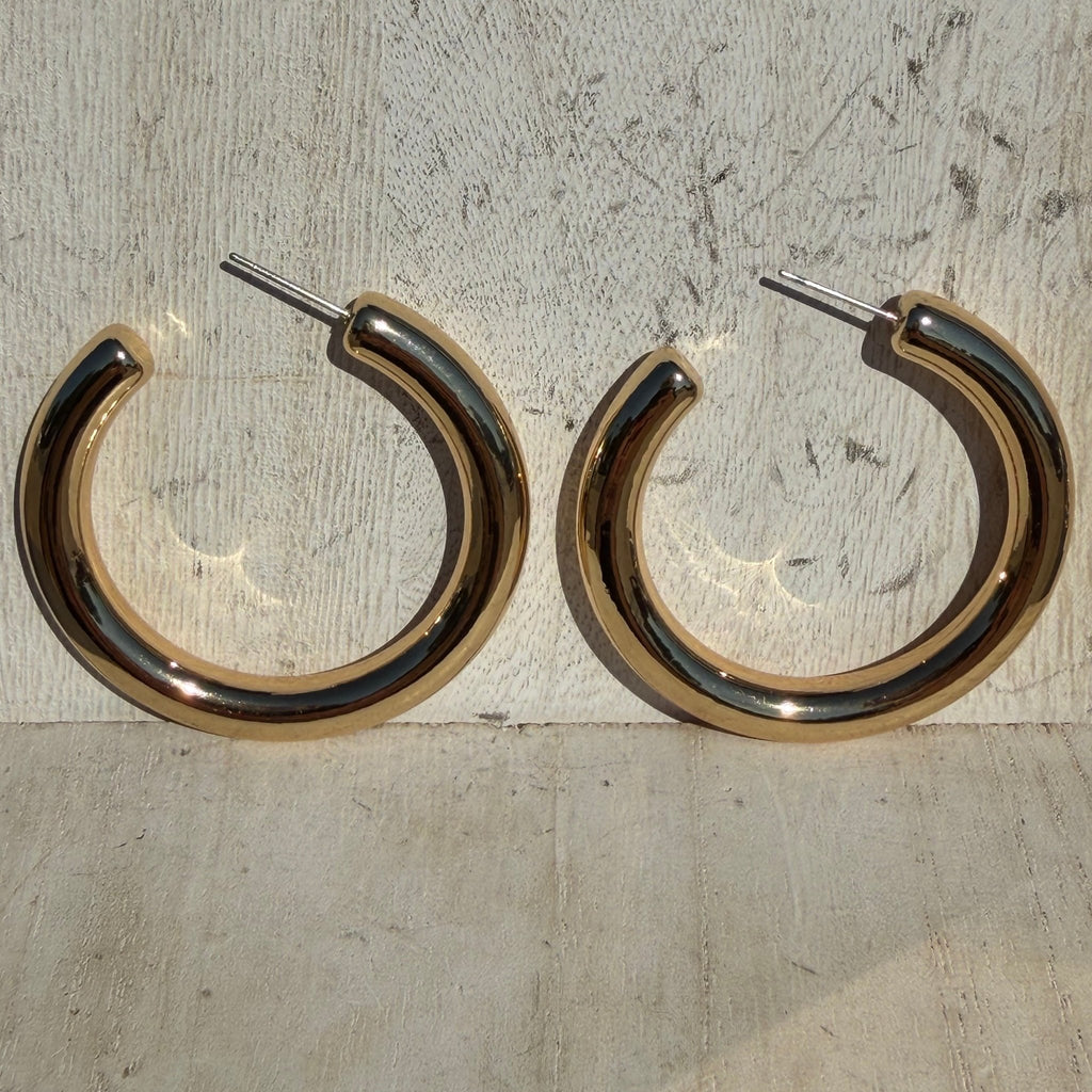 Big Bubble Gold Hoop Post Fashion Earrings - Country Lace Boutique