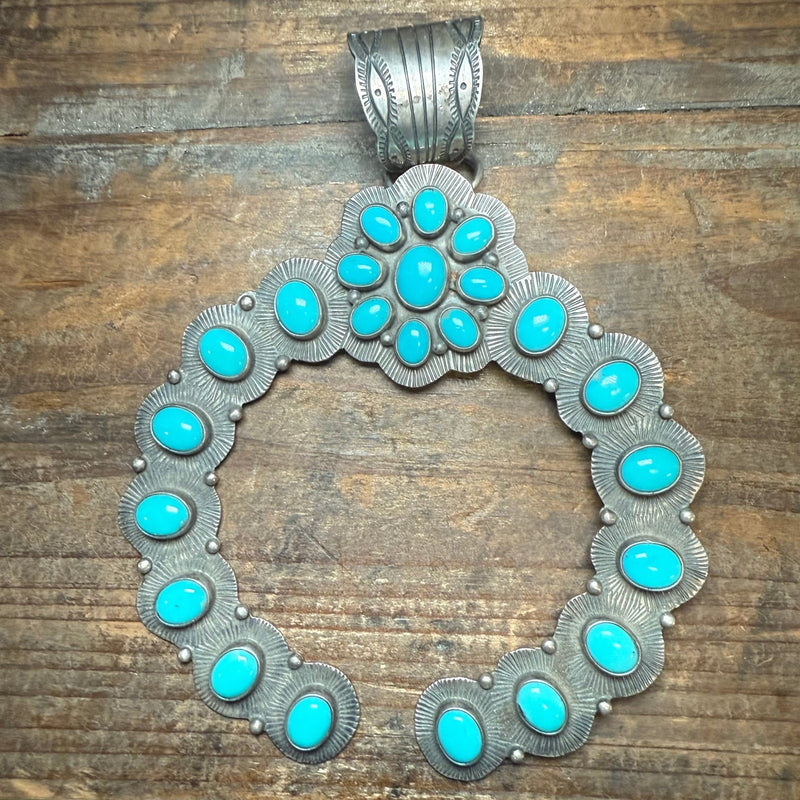 Big Campitos Turquoise Naja Sterling Silver Pendant for Necklace - Country Lace Boutique