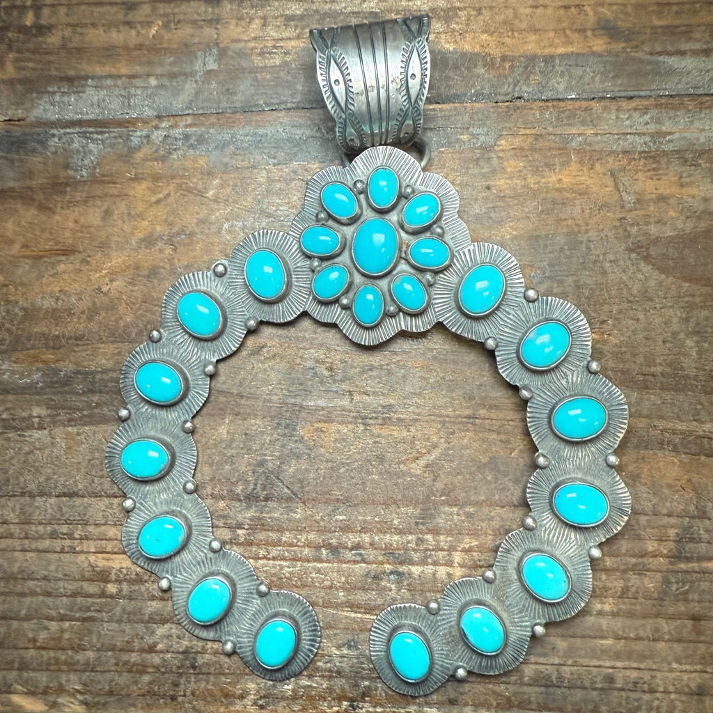Big Campitos Turquoise Naja Sterling Silver Pendant for Necklace - Country Lace Boutique