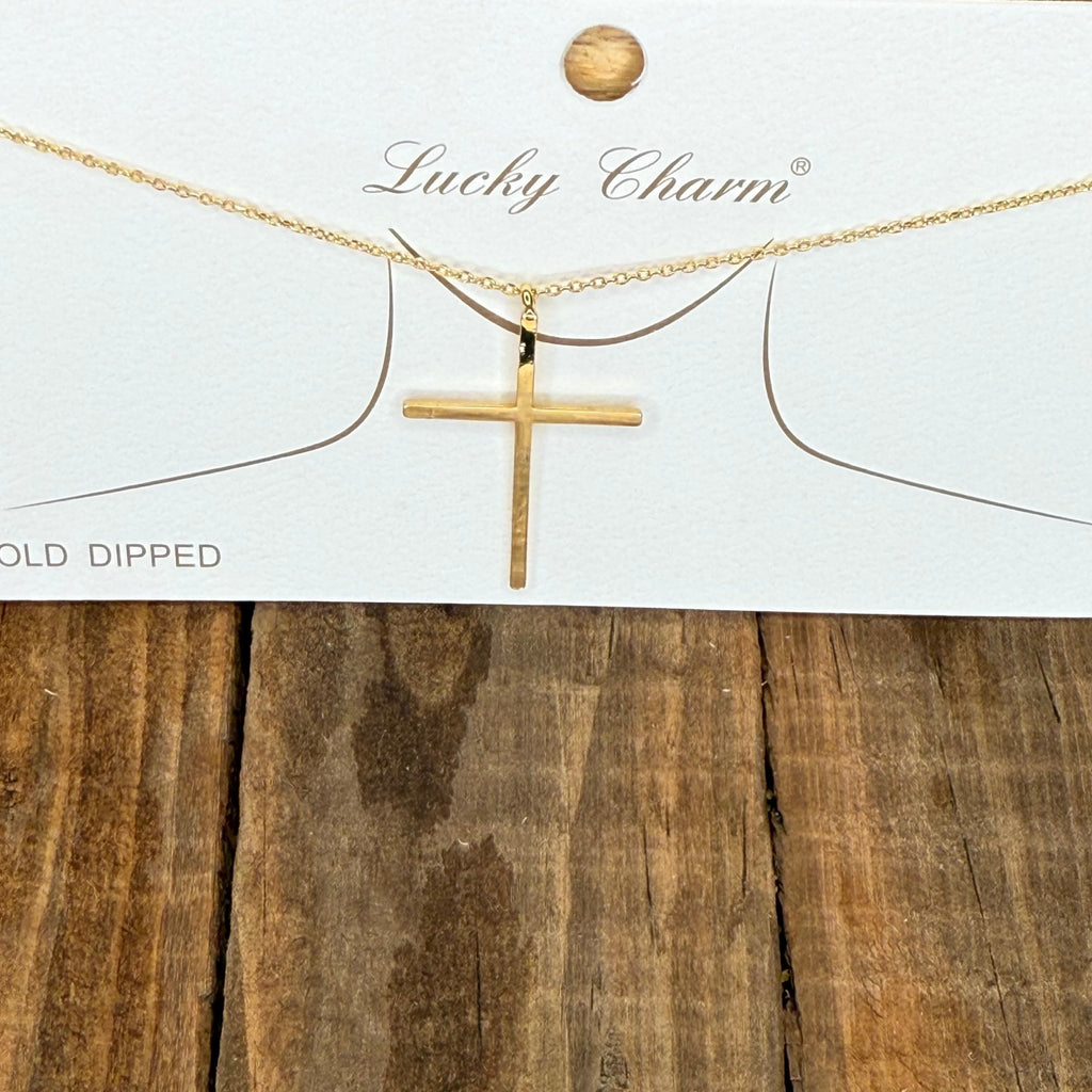 Big Flat Gold Cross Fashion Necklace - Country Lace Boutique