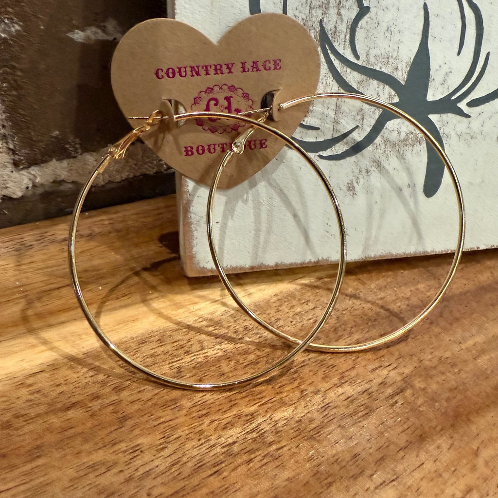 Big Gold Simple Hoop Fashion Earrings - Country Lace Boutique