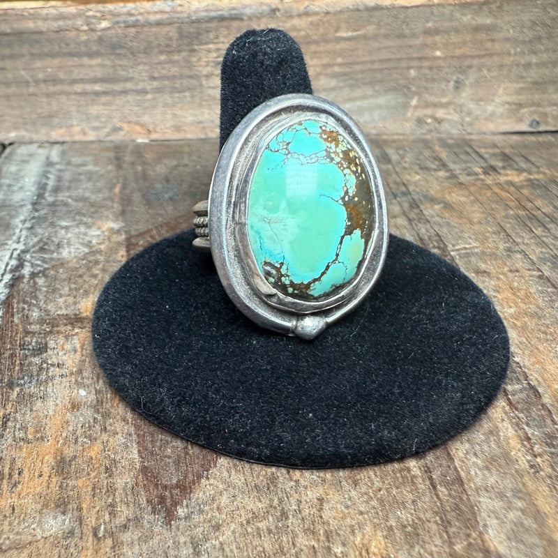 Big Green w/Rope Band Sterling Silver Ring - Country Lace Boutique