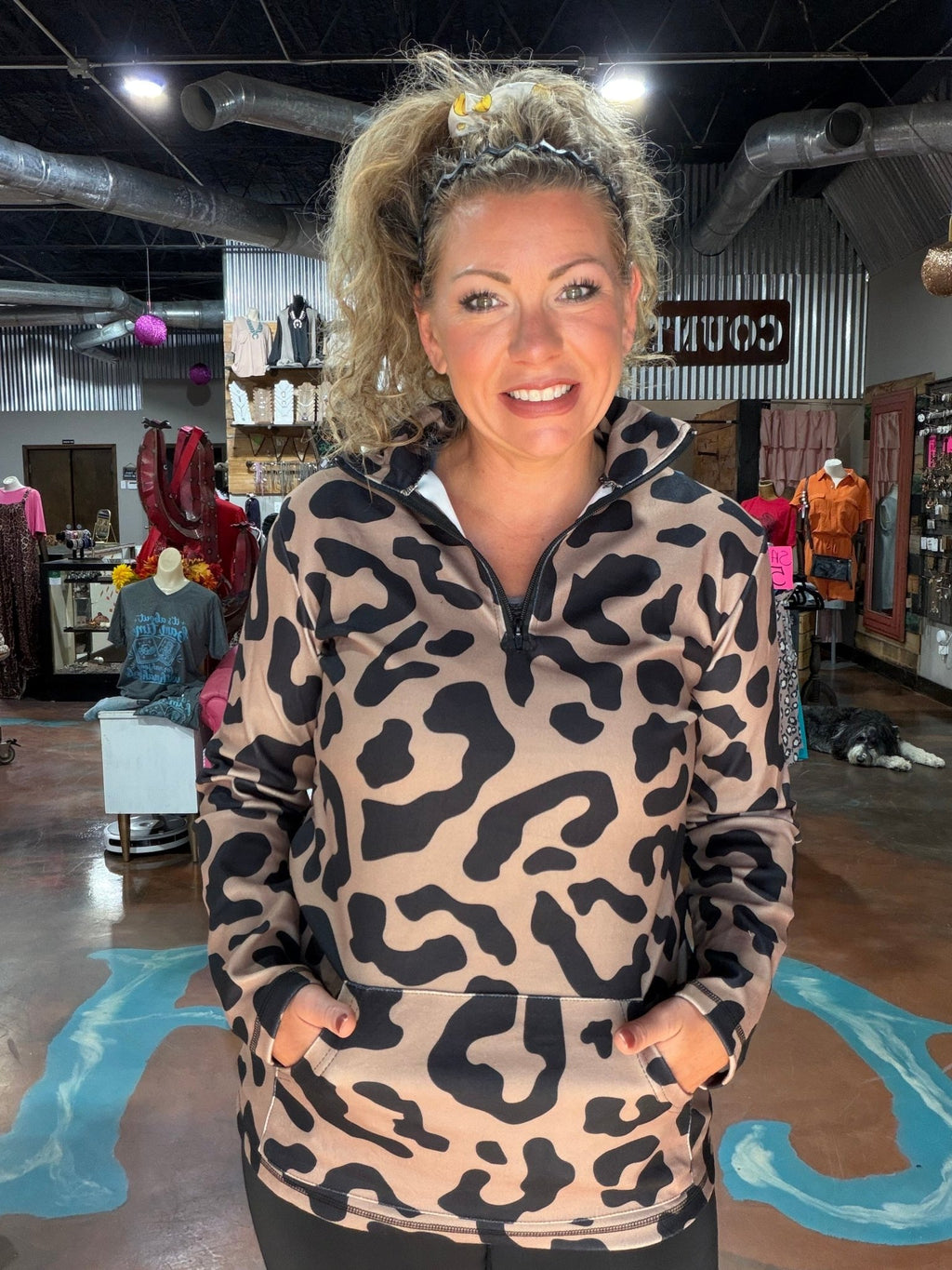 Big Print Leopard Pullover - Country Lace Boutique