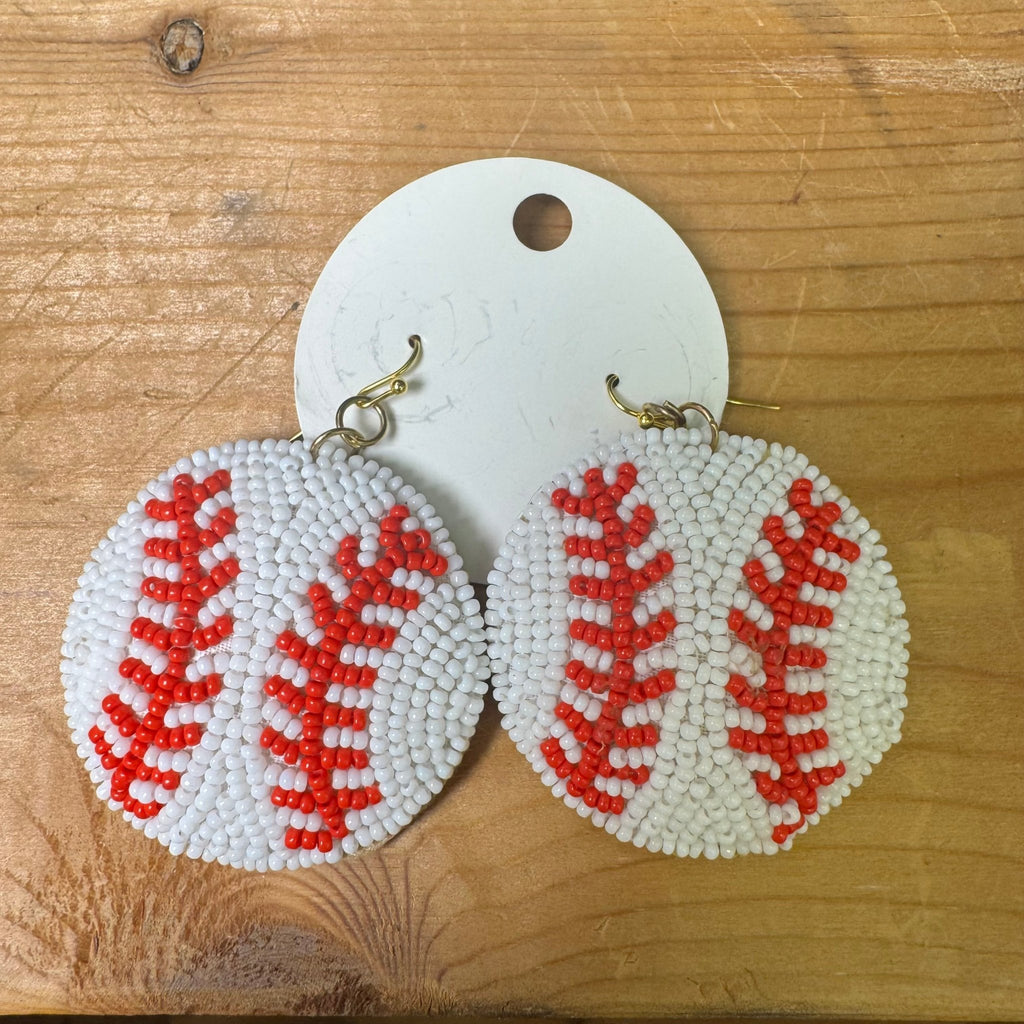 Big Shiny Baseball French Hook Fashion Earrings - Country Lace Boutique