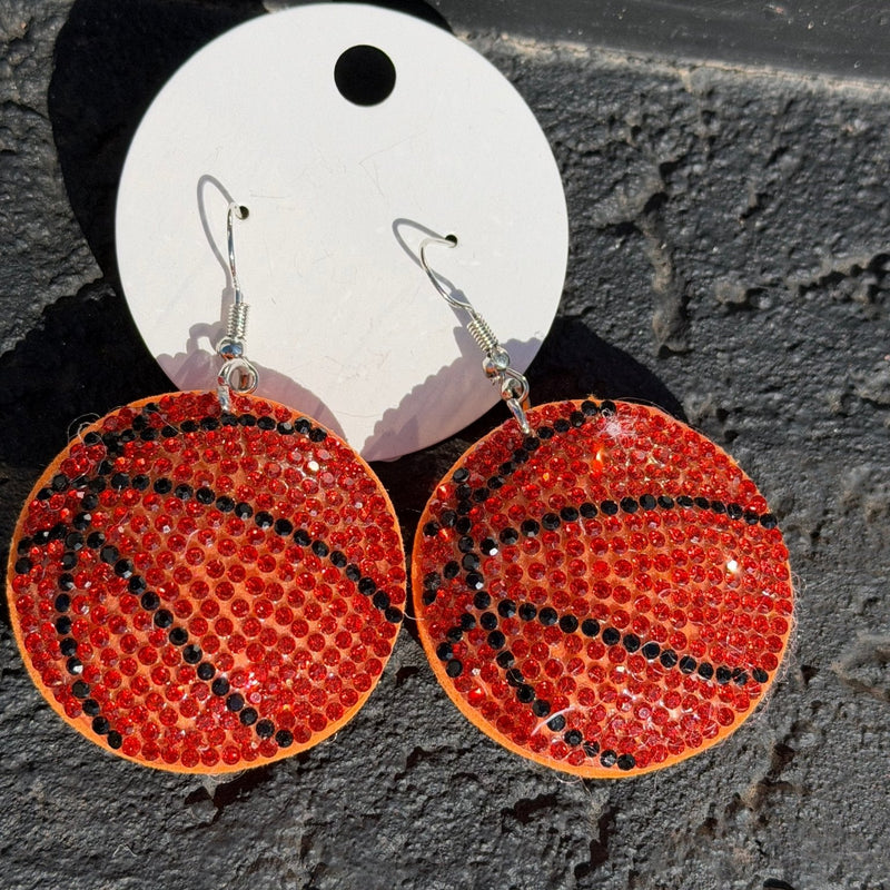 Big Shiny Basketball French Hook Fashion Earrings - Country Lace Boutique