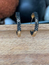 Black Blinged Gold Hoop Fashion Earrings - Country Lace Boutique