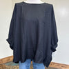 Black Blouse with Round Neck w/ Cuffed 3/4 Sleeves Top - Country Lace Boutique