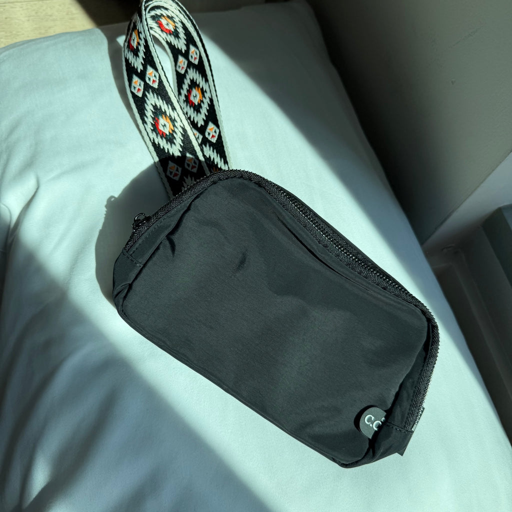 Black C.C. Fanny Pack w/ Aztec Strap - Country Lace Boutique