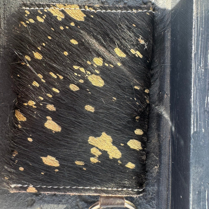 Black Cowhide with Gold Acid Wash Card Wallet Keychain - Country Lace Boutique