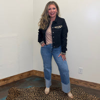 Black Denim with Leopard Jacket - Country Lace Boutique