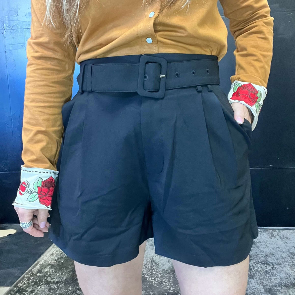 Black Dressy Pleated Shorts - Country Lace Boutique