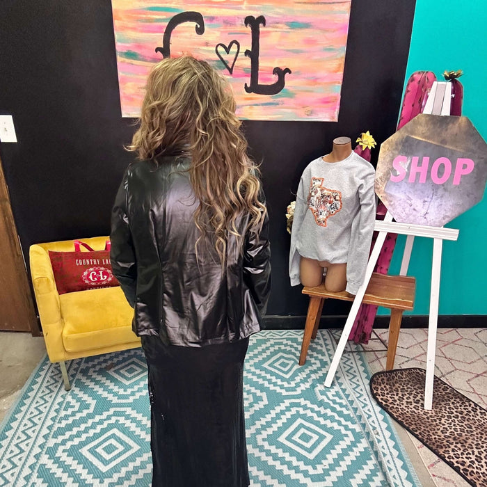 Black Faux Leather Blazer / Small - Country Lace Boutique