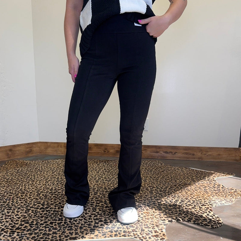 Black Flare Silky Pants - Country Lace Boutique