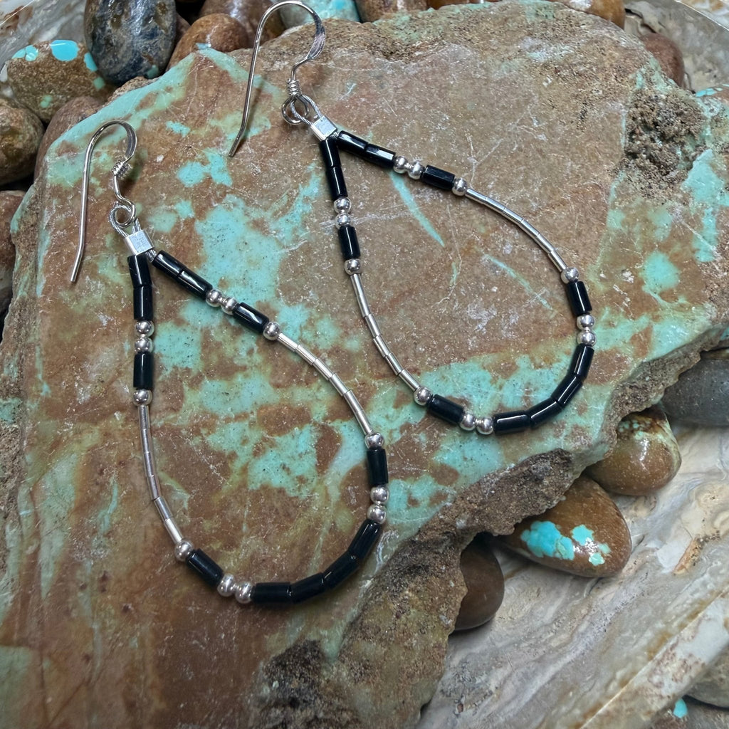 Black Jet French Hook Sterling Silver Earring - Country Lace Boutique