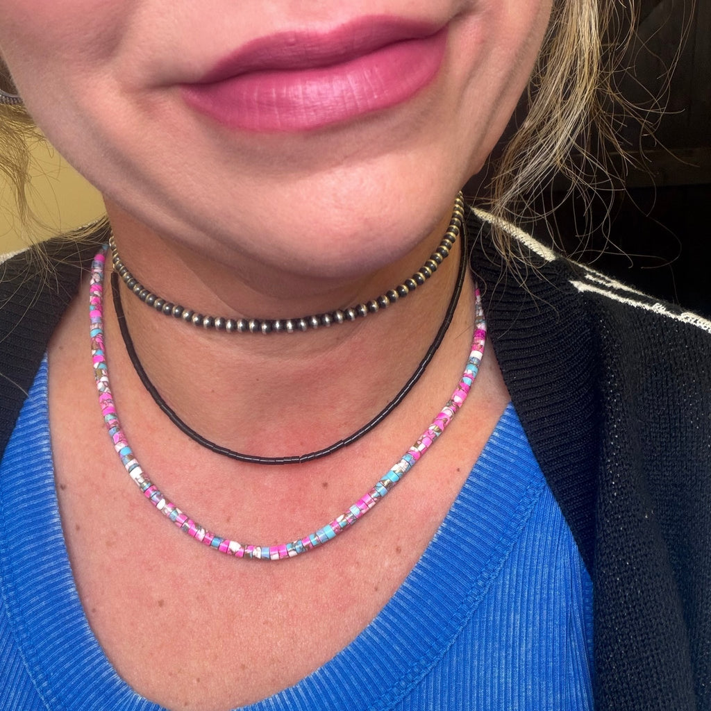 Black Jet Heishi Sterling Silver Necklace - Country Lace Boutique