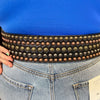 Black Leather with Gold Silver & Brass Studs Belt - Country Lace Boutique