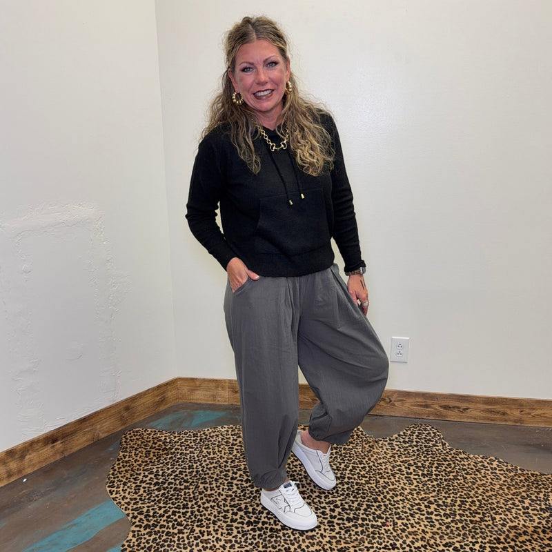 Black Long Sleeve Hooded Pullover Sweater - Country Lace Boutique