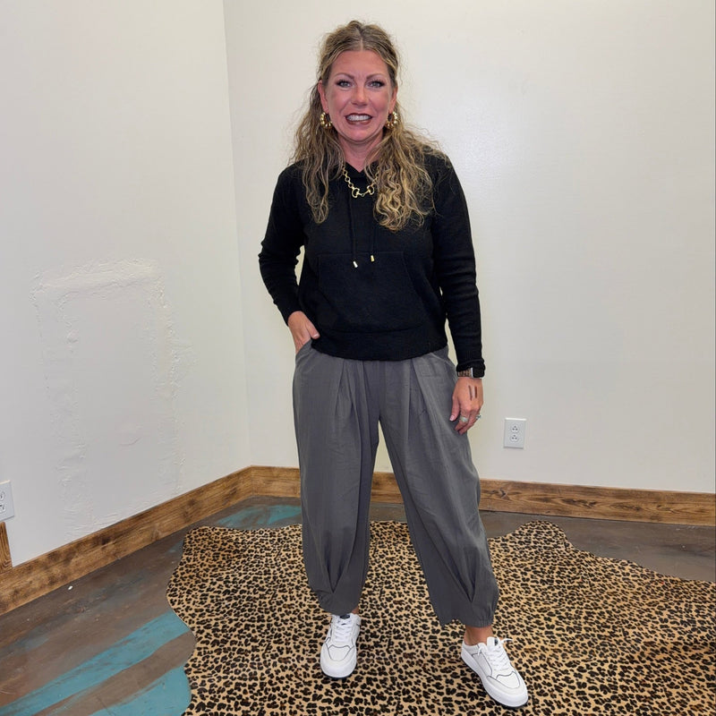 Black Long Sleeve Hooded Pullover Sweater - Country Lace Boutique