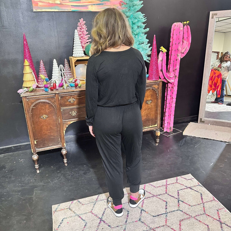 Black Long Sleeve Romper Jumpsuit - Country Lace Boutique