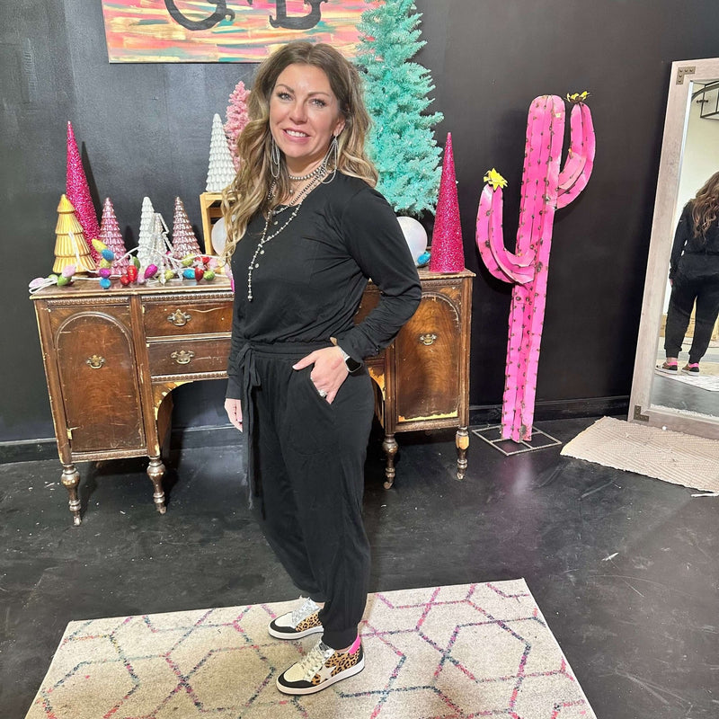 Black Long Sleeve Romper Jumpsuit - Country Lace Boutique