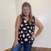 Black & Mocha Leopard V Neck Sleeve Less Ruffle Top - Country Lace Boutique
