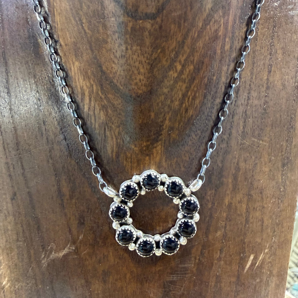 Black Onyx Round Sterling Silver Necklace - Country Lace Boutique