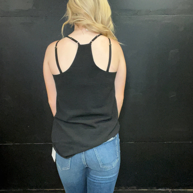 Black Razor Back Flowy Tank Top - Country Lace Boutique