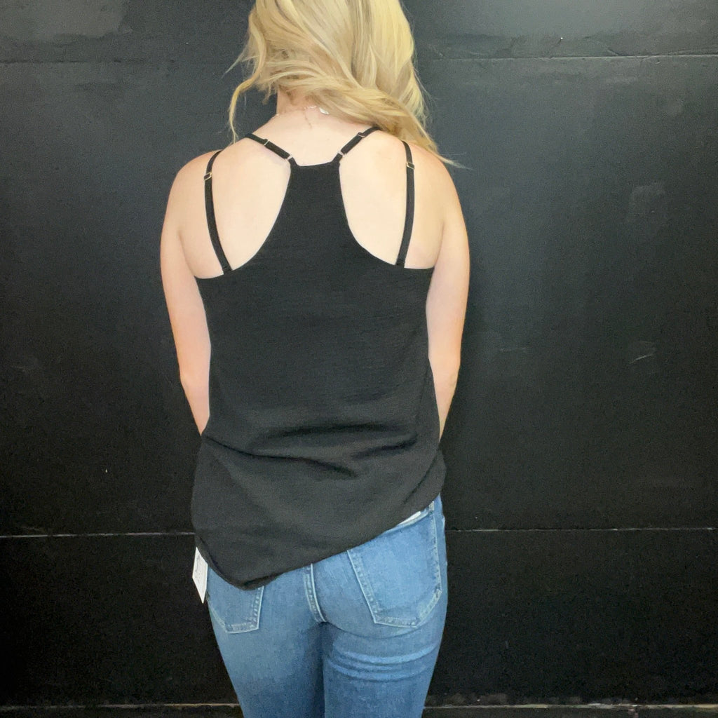 Black Razor Back Flowy Tank Top - Country Lace Boutique