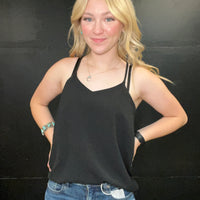 Black Razor Back Flowy Tank Top - Country Lace Boutique