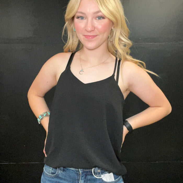 Black Razor Back Flowy Tank Top - Country Lace Boutique