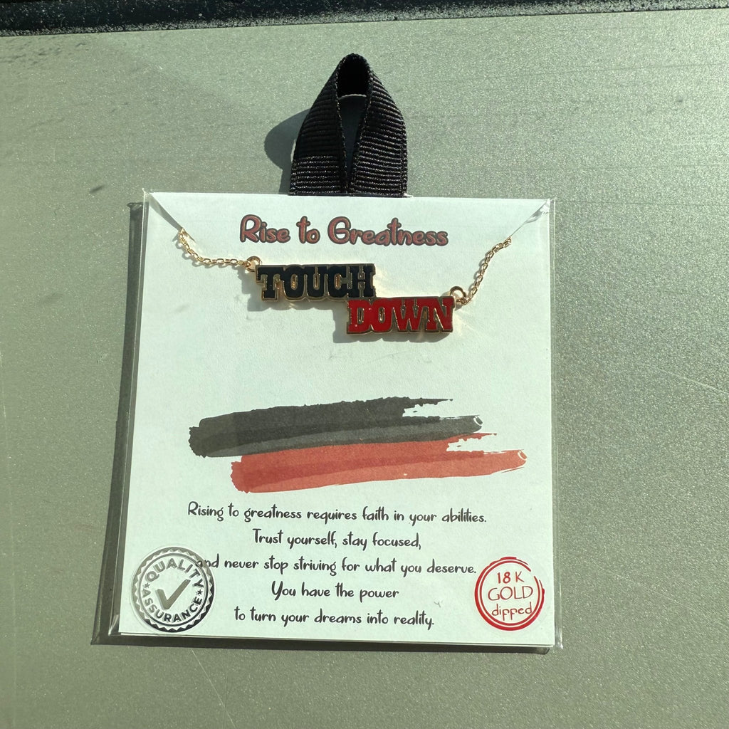 Black & Red Touch Down Gold Fashion Necklace - Country Lace Boutique
