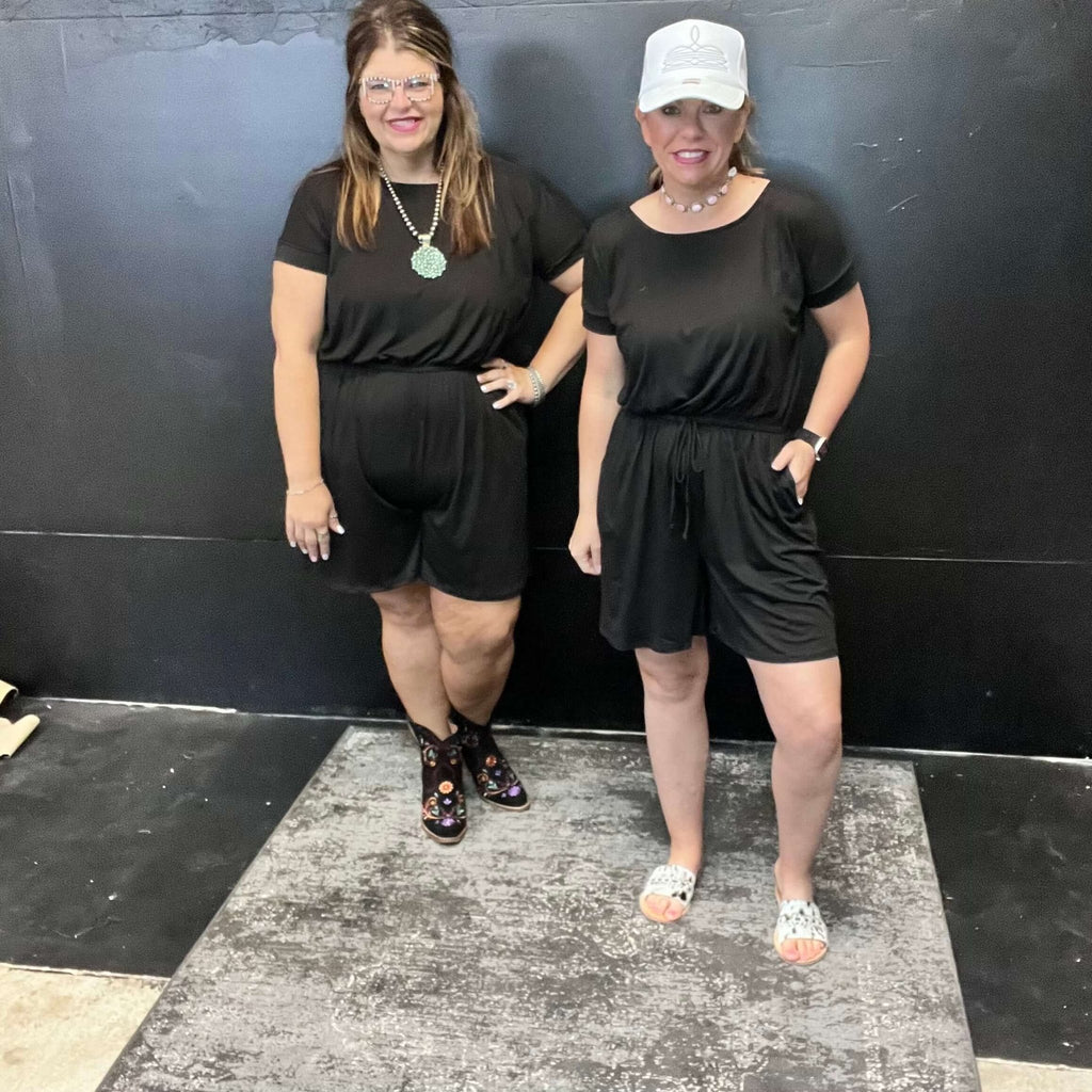 Black Shorts Romper - Country Lace Boutique