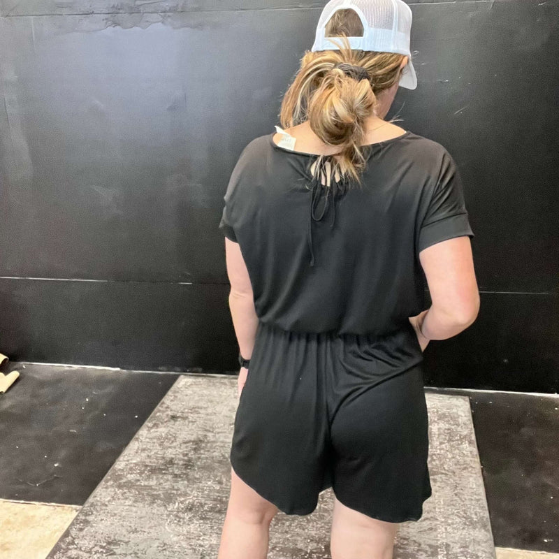 Black Shorts Romper - Country Lace Boutique