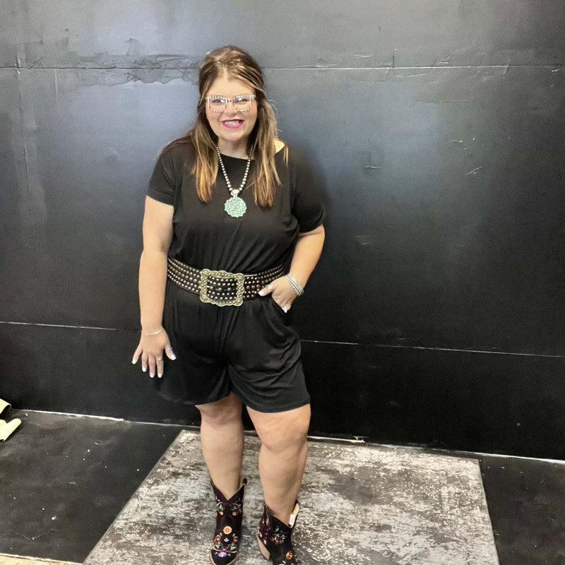 Black Shorts Romper - Country Lace Boutique