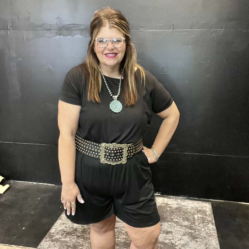 Black Shorts Romper - Country Lace Boutique