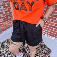 Black Silky with Tie Belt Shorts - Country Lace Boutique