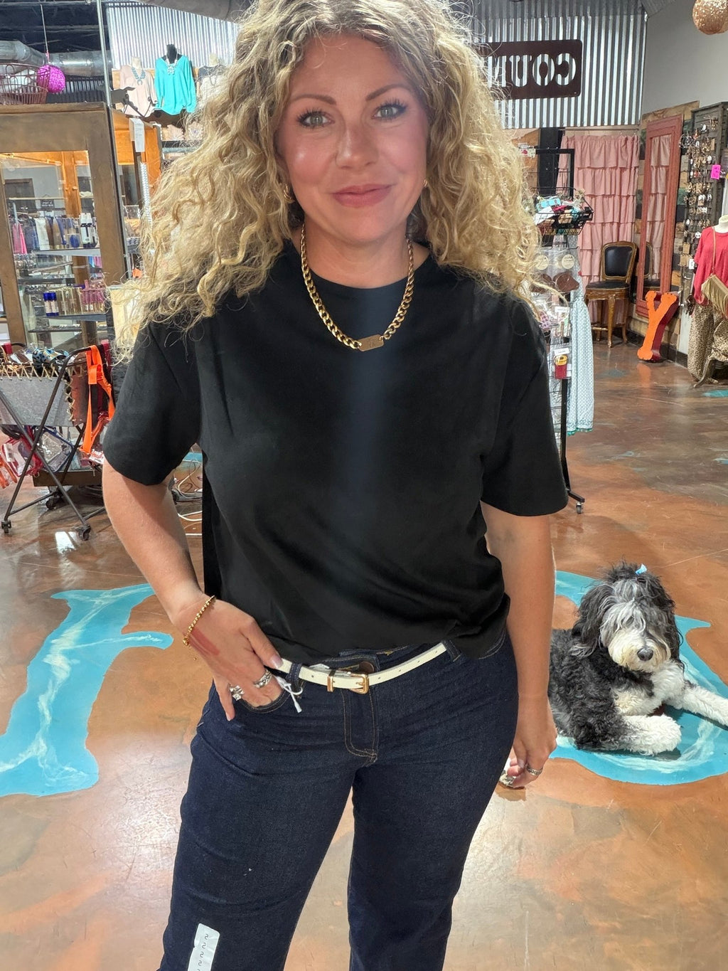 Black Suede Like Short Sleeve Shirt - Country Lace Boutique