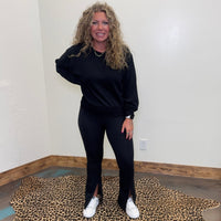 Black Super Soft Crop Sweat Shirt - Country Lace Boutique