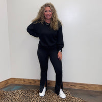 Black Super Soft Crop Sweat Shirt - Country Lace Boutique