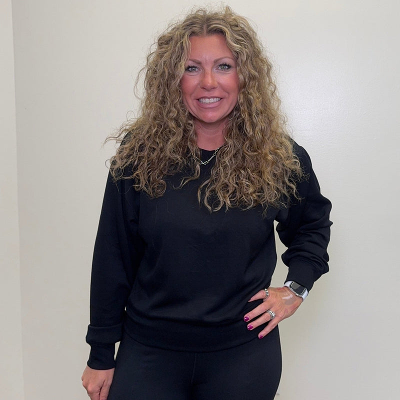 Black Super Soft Crop Sweat Shirt - Country Lace Boutique