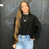 Black Super Soft Inside Out Crop Long Sleeve Sweater - Country Lace Boutique